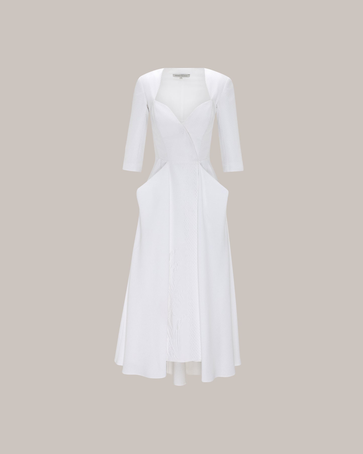 Her White Jacquard Dress With Sleeve