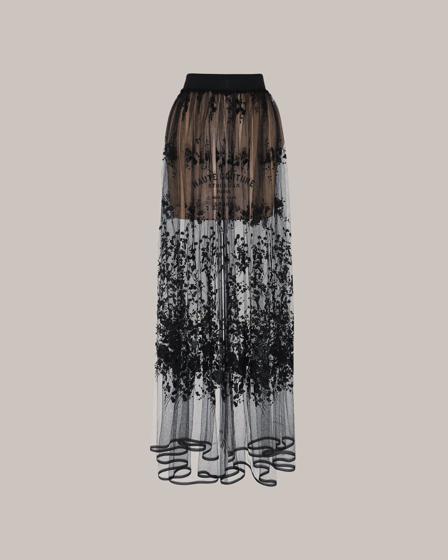 Her Embellished Black Beige Skirt