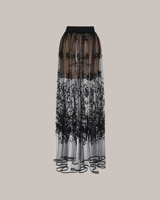 Her Embellished Black Beige Skirt