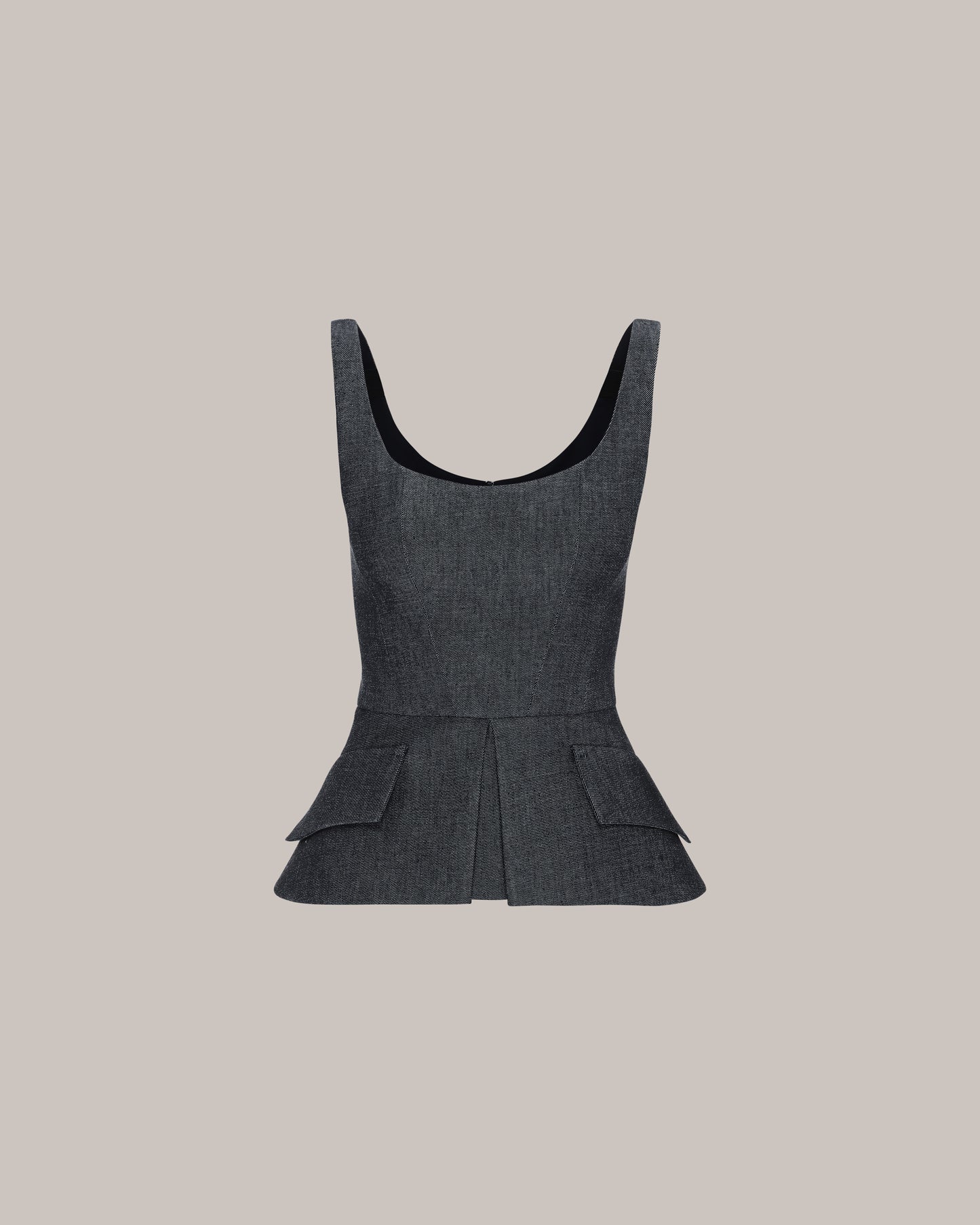 Her Denim Sleeveless Corset With Peplum