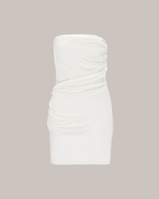Her White Soft Drape Mini Dress