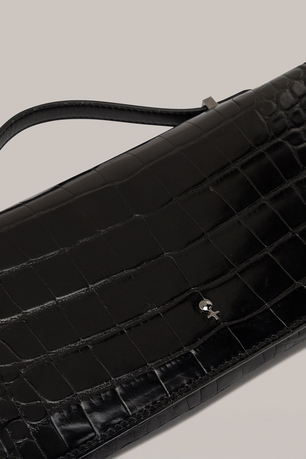 Her Black Leather Crocodile Bag