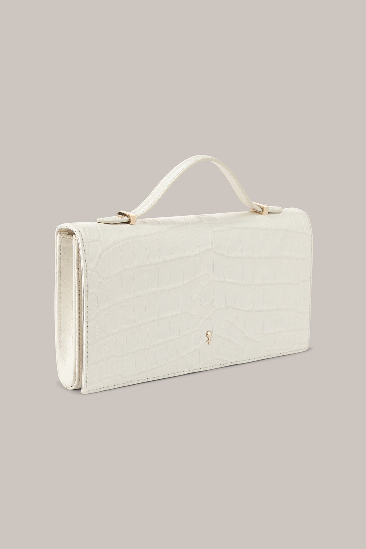 Her White Leather Crocodile Bag