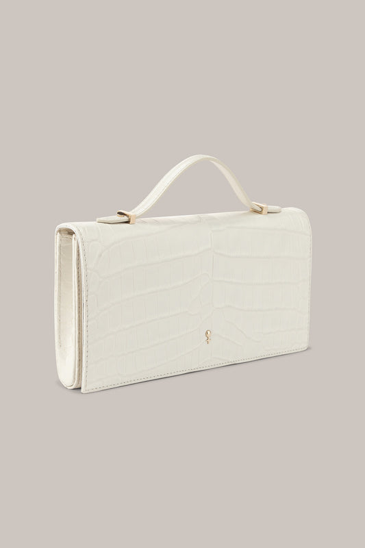 Her White Leather Crocodile Bag