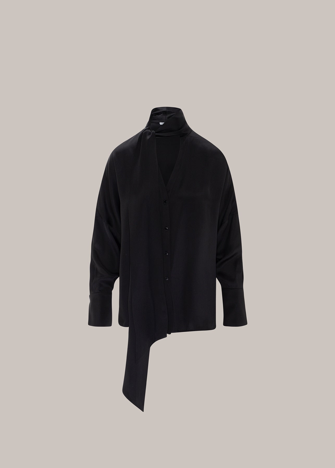 Her Bow-Neck Black Blouse