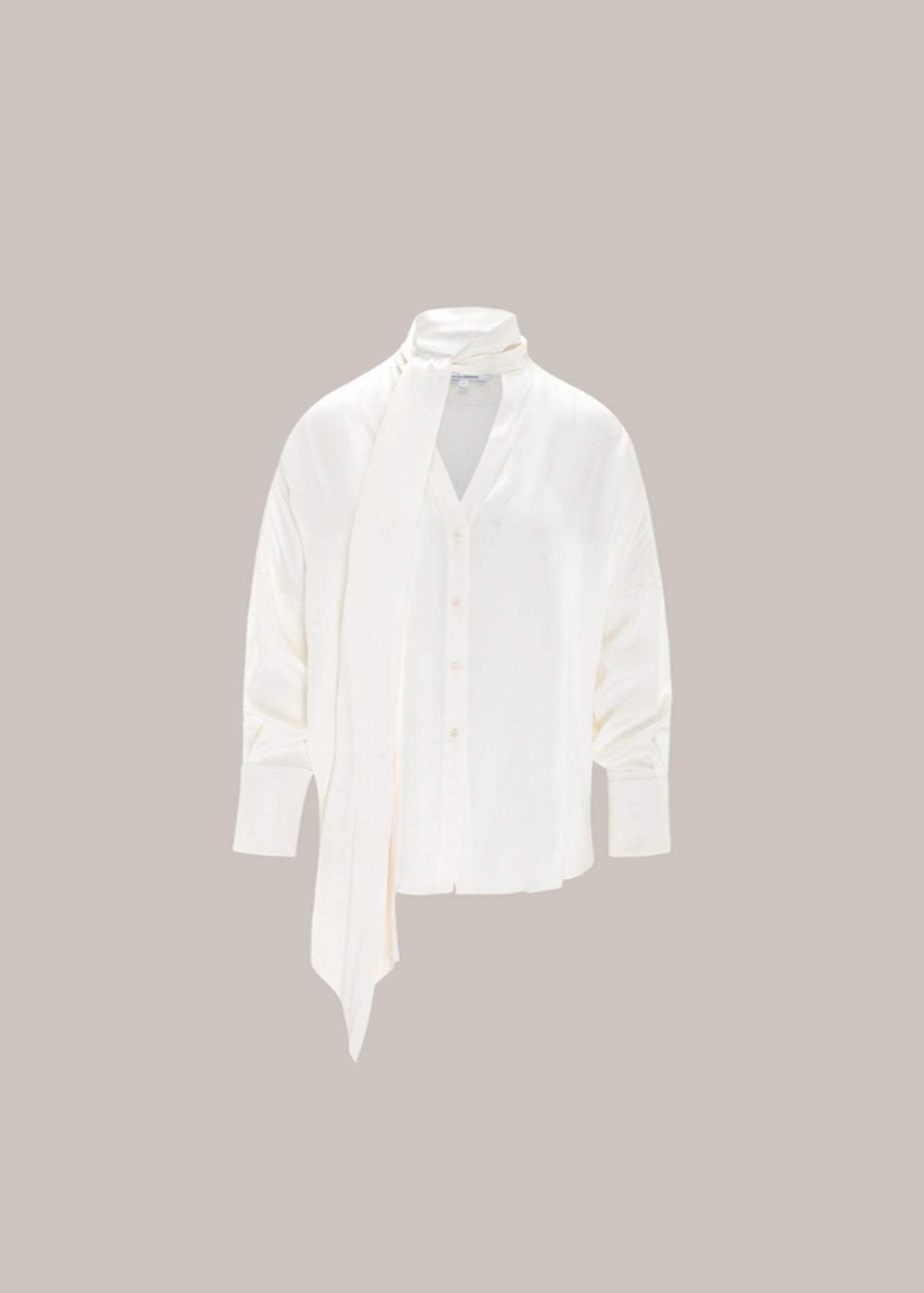 Her Bow-Neck Off White Blouse