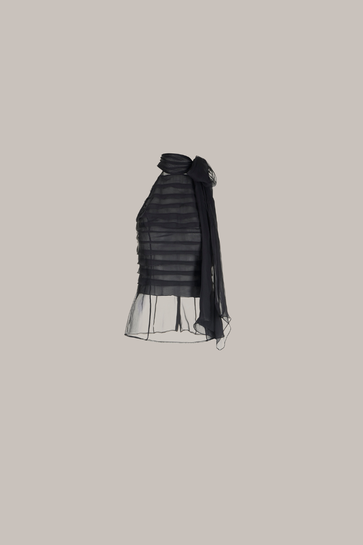 Her Chiffon Rushed Black Blouse