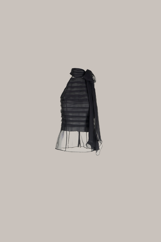 Her Chiffon Rushed Black Blouse