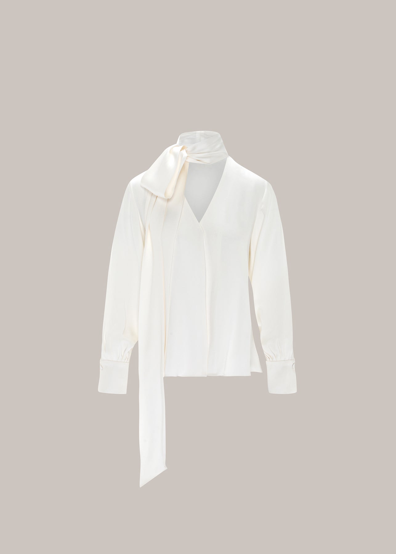 Her Silk White Bow-Neck Blouse