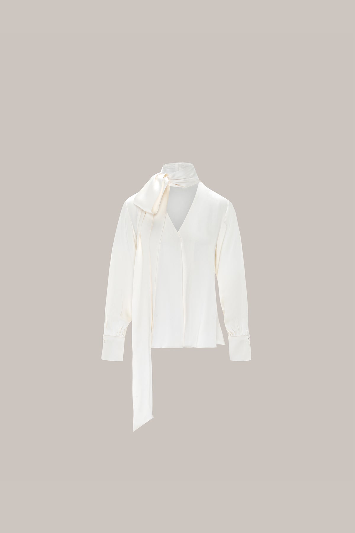 Her Silk White Bow-Neck Blouse