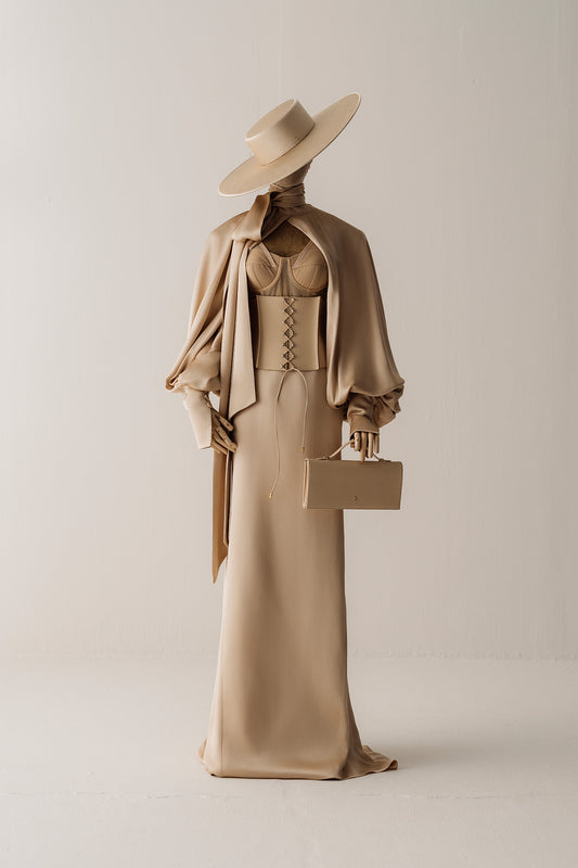 Her Beige Silk Sleeve Blouse