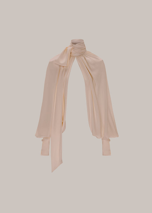 Her Beige Silk Sleeve Blouse