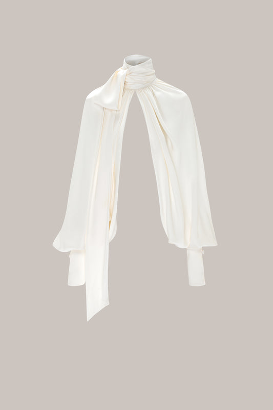 Her White Silk Sleeve Blouse