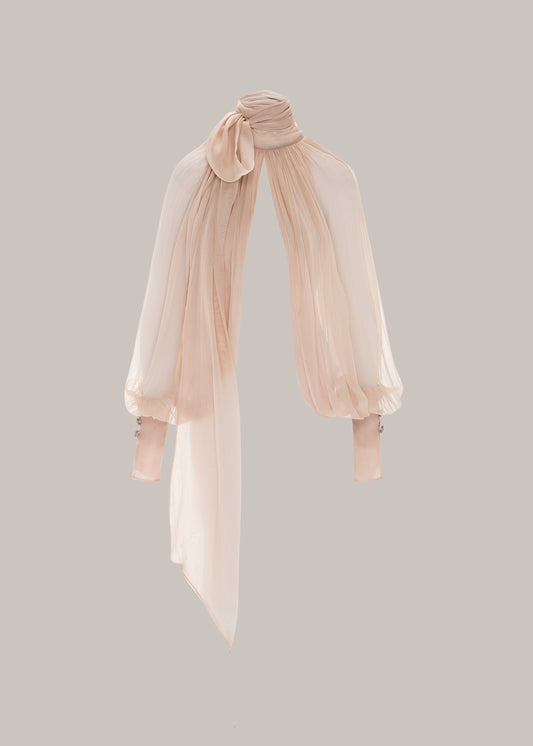 Her Beige Chiffon Sleeve Blouse