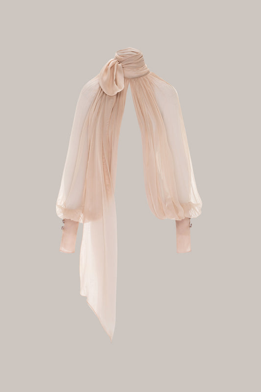 Her Beige Chiffon Sleeve Blouse