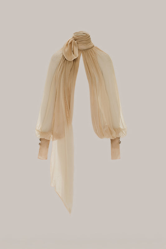 Her Beige Chiffon Sleeve Blouse