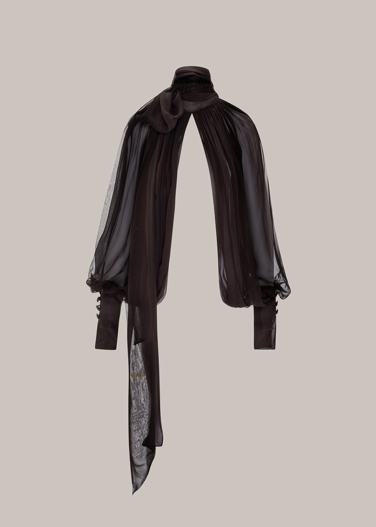 Her Brown Chiffon Sleeve Blouse