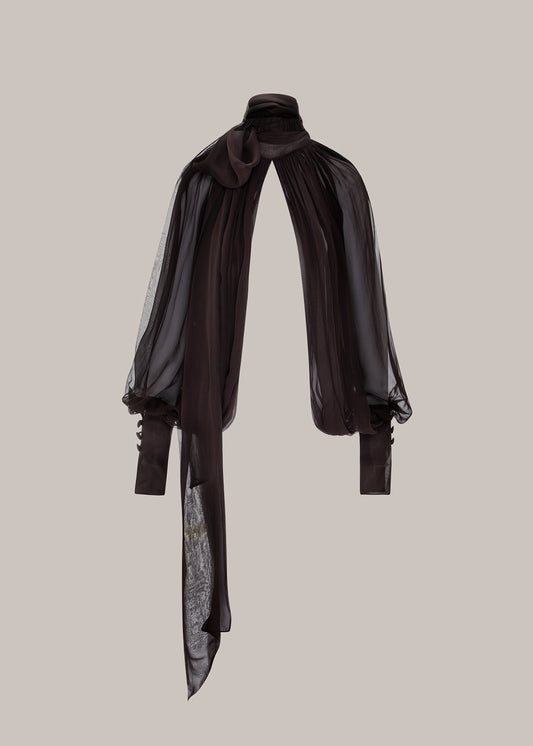 Her Brown Chiffon Sleeve Blouse