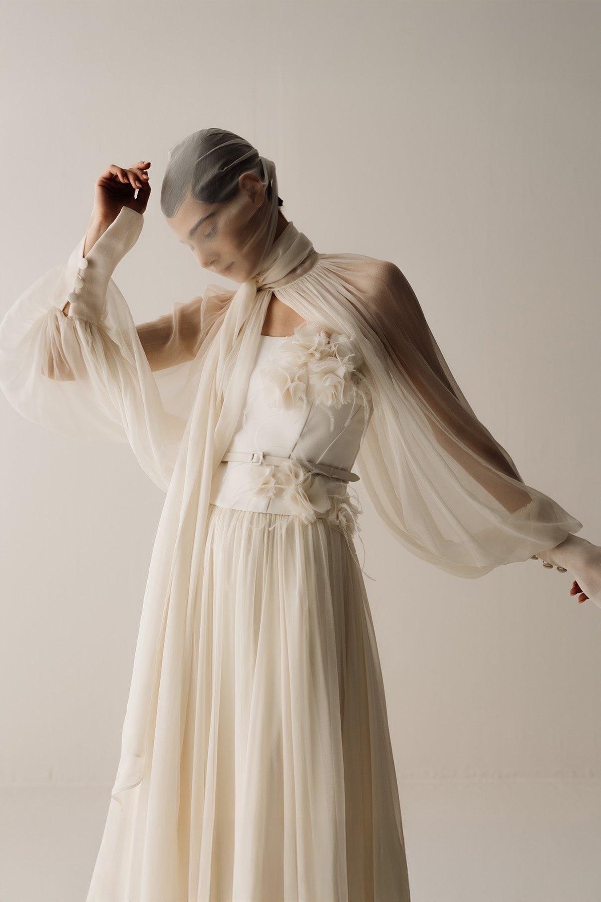 Her White Chiffon Sleeve Blouse