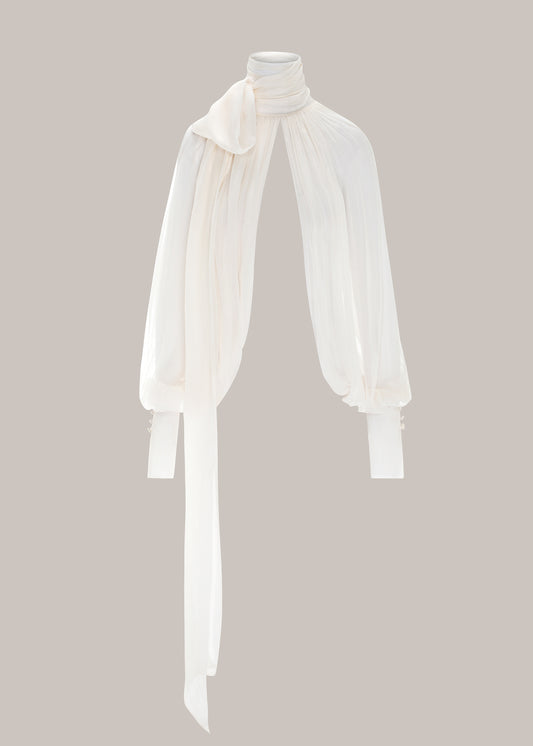 Her White Chiffon Sleeve Blouse