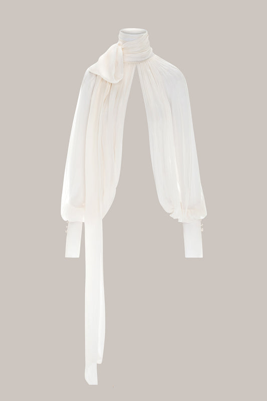 Her White Chiffon Sleeve Blouse