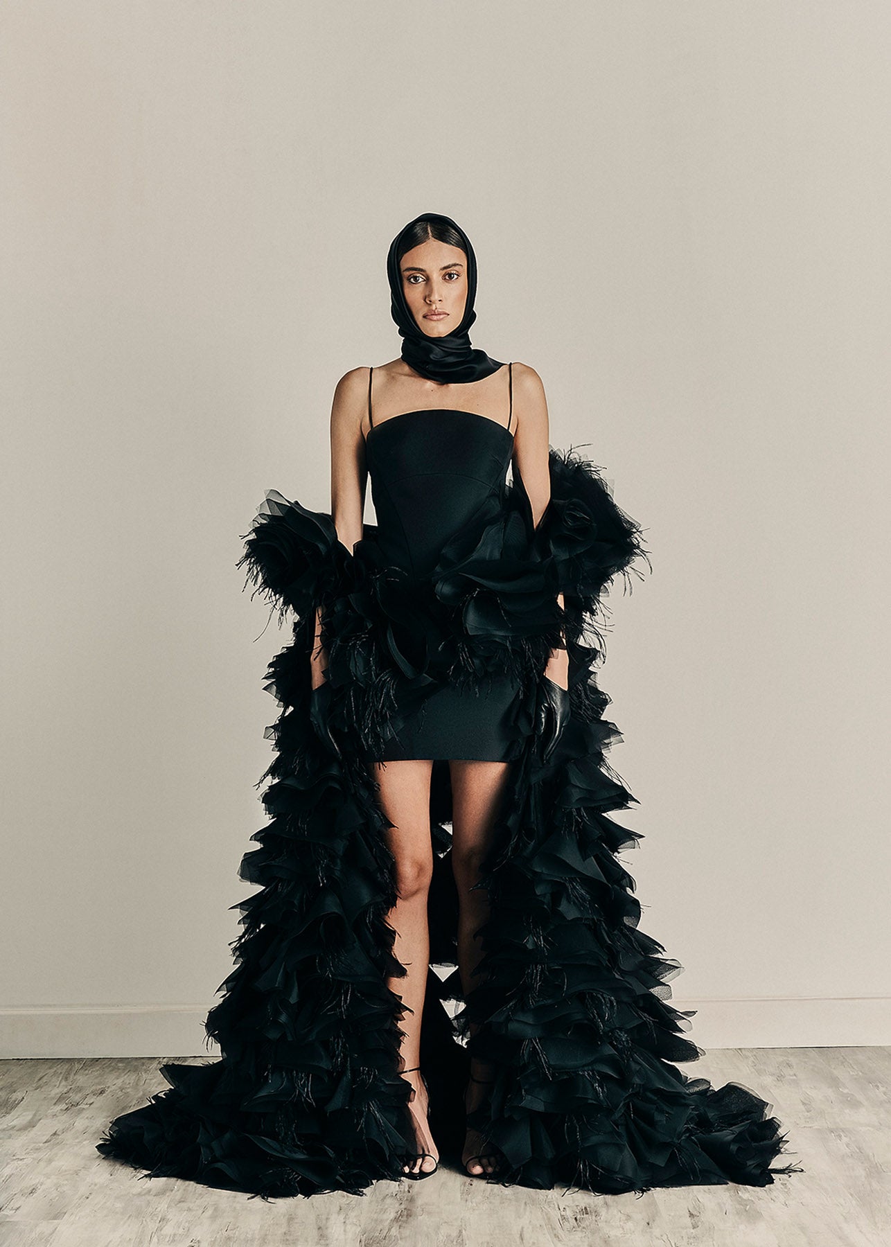 Her Maxi Embellished Black Cape