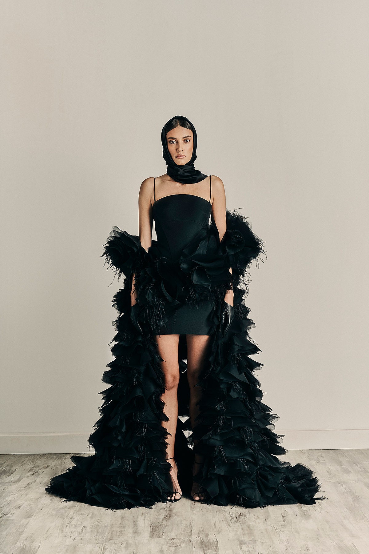Her Maxi Embellished Black Cape
