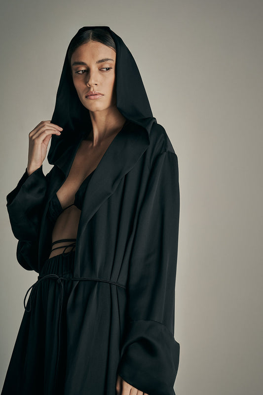 Her Hoodied Black Robe