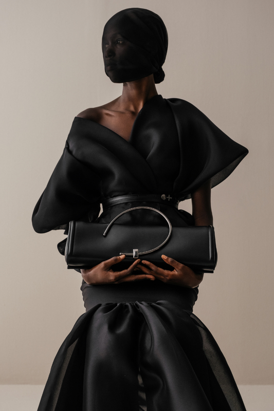 Her Wide Short Silk Sleeve  Black Jacket