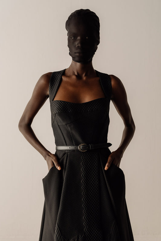 Her Cross Back Corset Black Dress