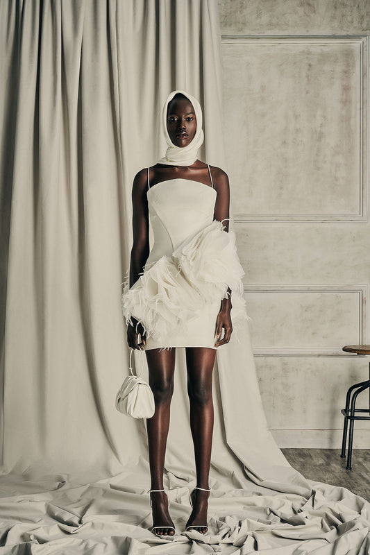 Her Mini Embellished Off White Dress
