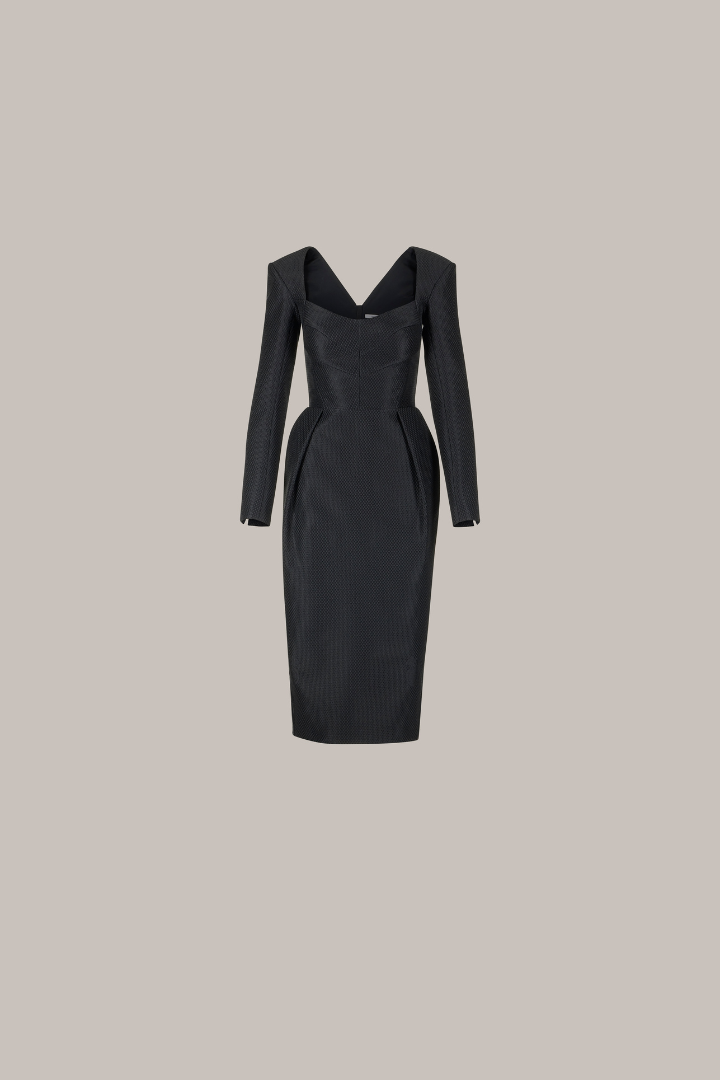 Her Long Sleeve Bridal Black Dress