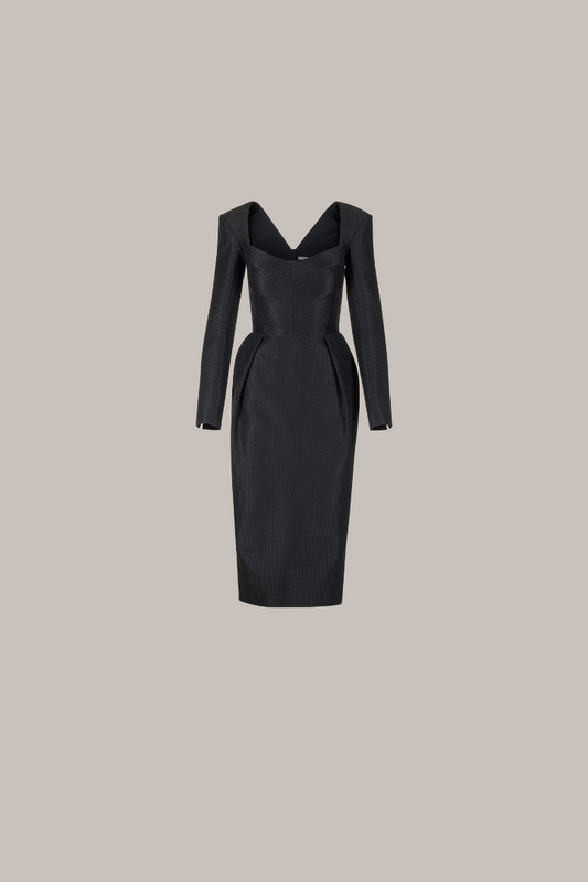 Her Long Sleeve Bridal Black Dress