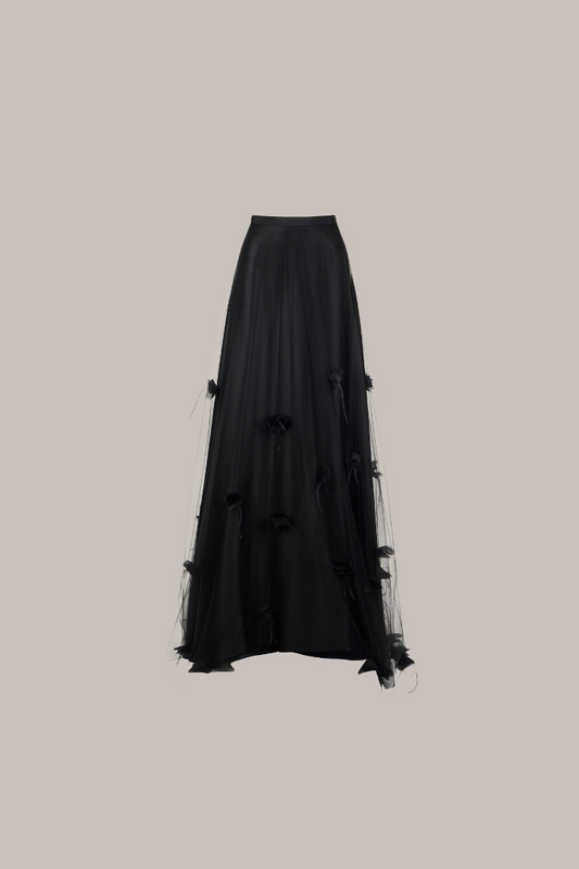 Her Embellished Tulle Black Skirt