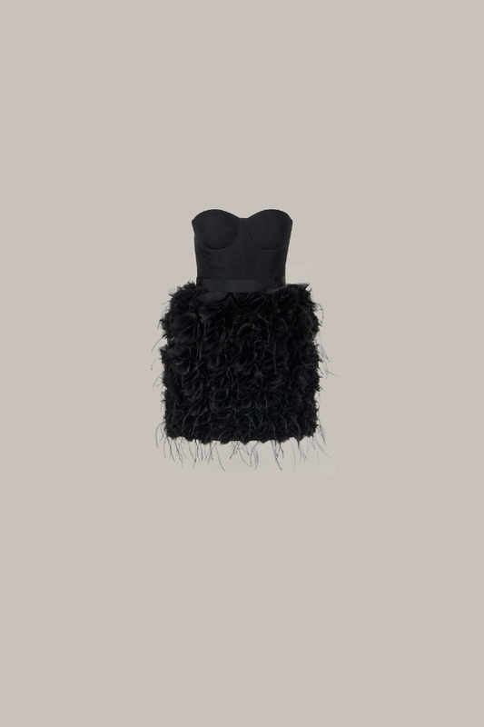 Her Embelisshed Mini Black Dress