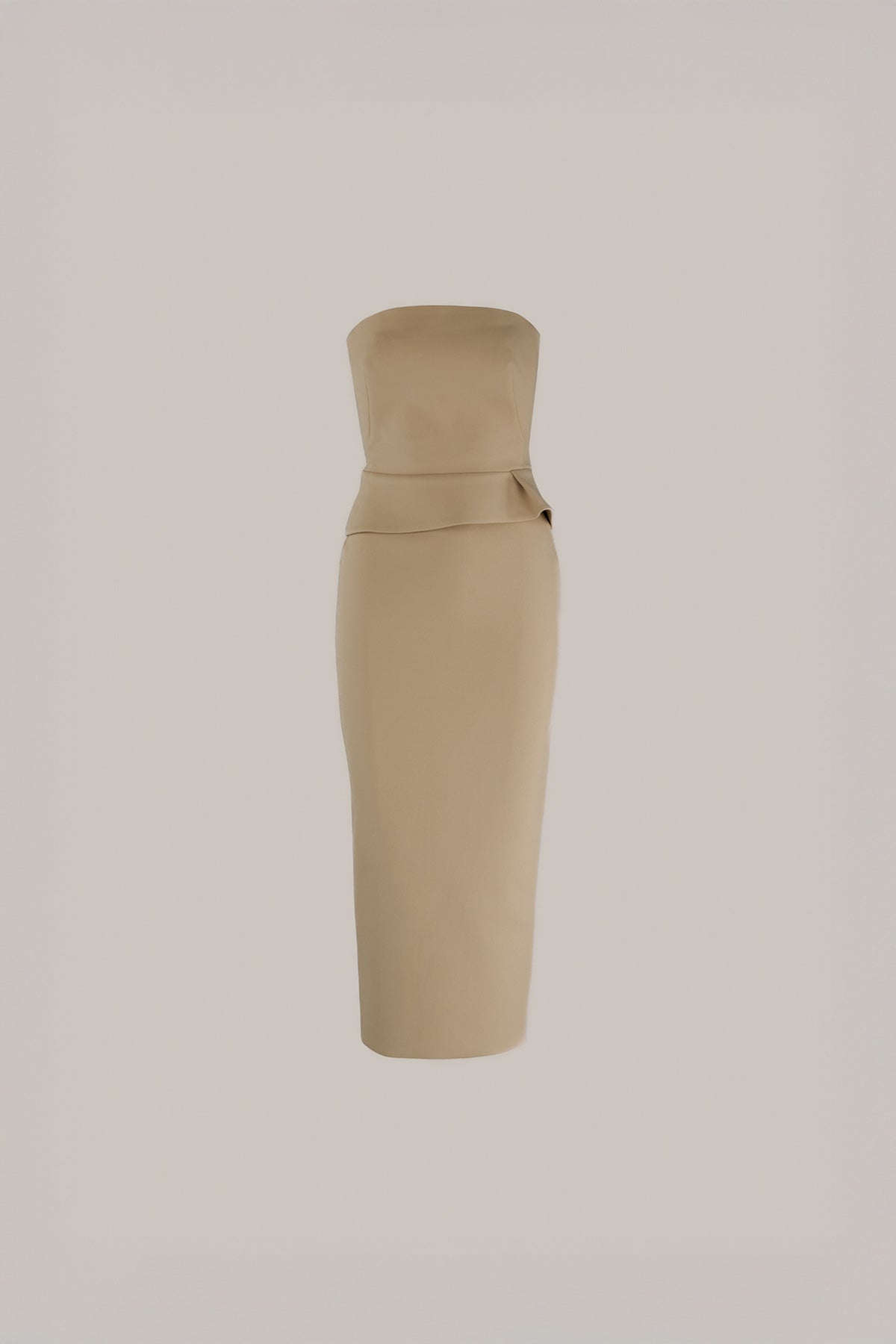 Her Cotton Strapless Midi Beige Dress