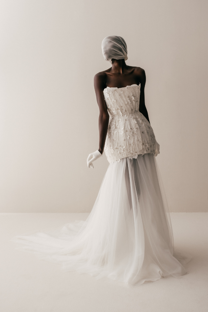 Her Embellished Blooming Corset Silver Dress