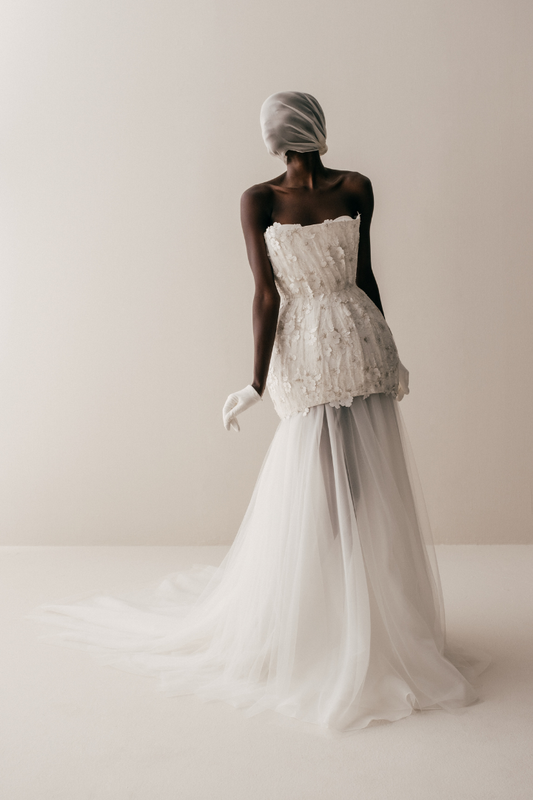 Her Embellished Blooming Corset Silver Dress
