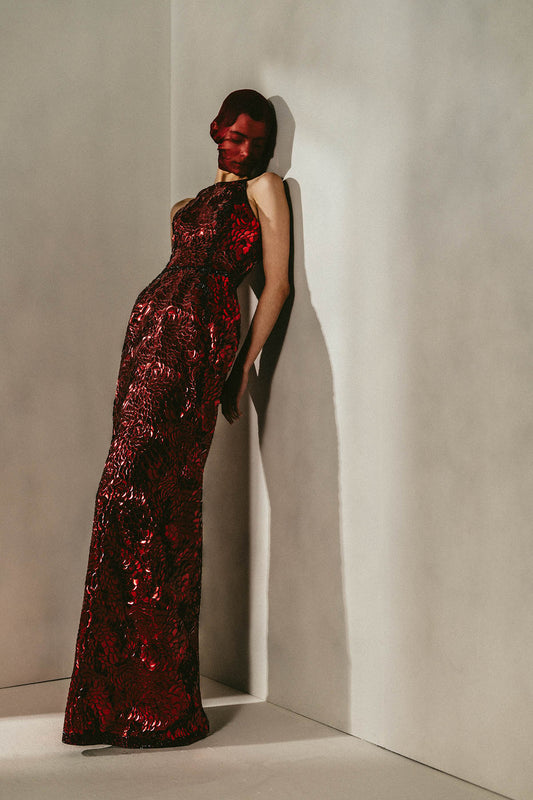 Her Crystalized Burgundy Dress