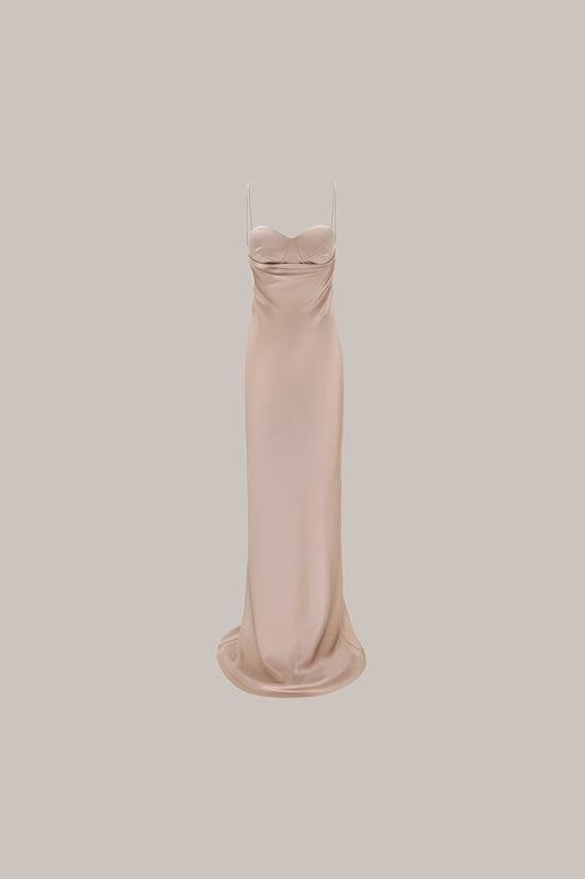 Her Open Back Bias Dress With Double Cups