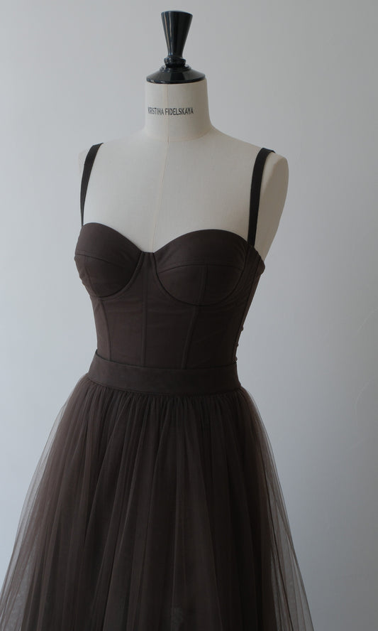 Her Timeless Tulle Brown Corset