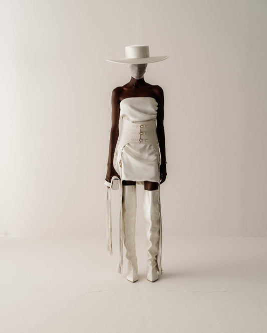 Her White Soft Drape Mini Dress