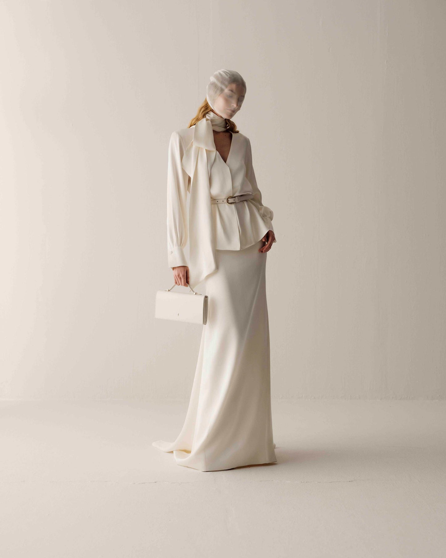 Her Silk White Bow-Neck Blouse