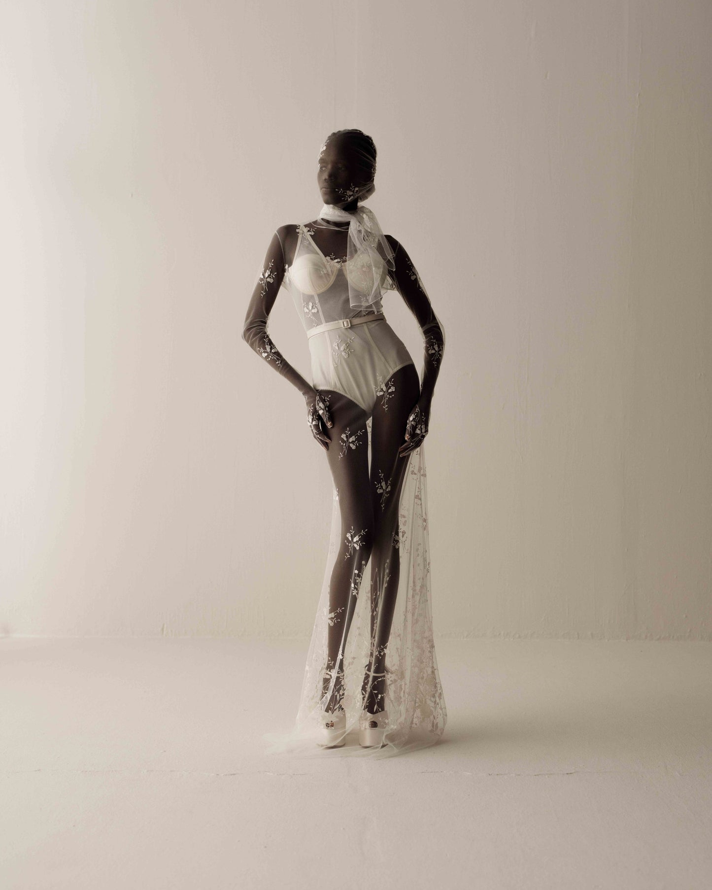 Her Embroidered Tulle Long White Dress