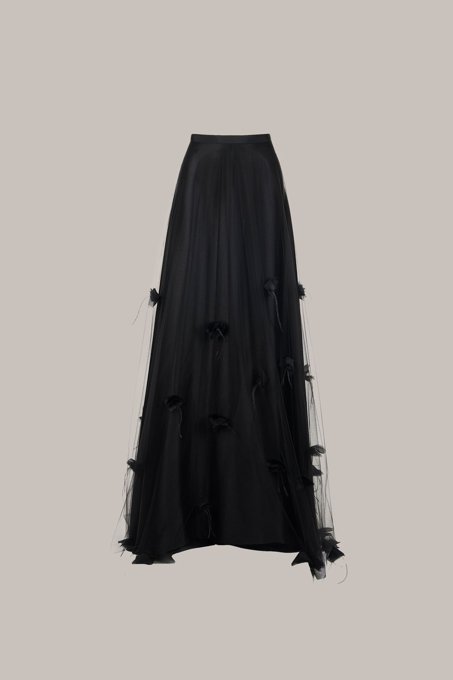 Her Black Embellished Tulle Skirt