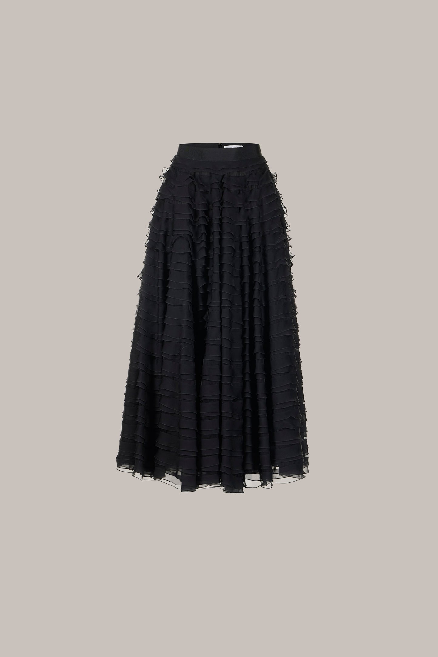 Her Black Chiffon Silk Midi Skirt