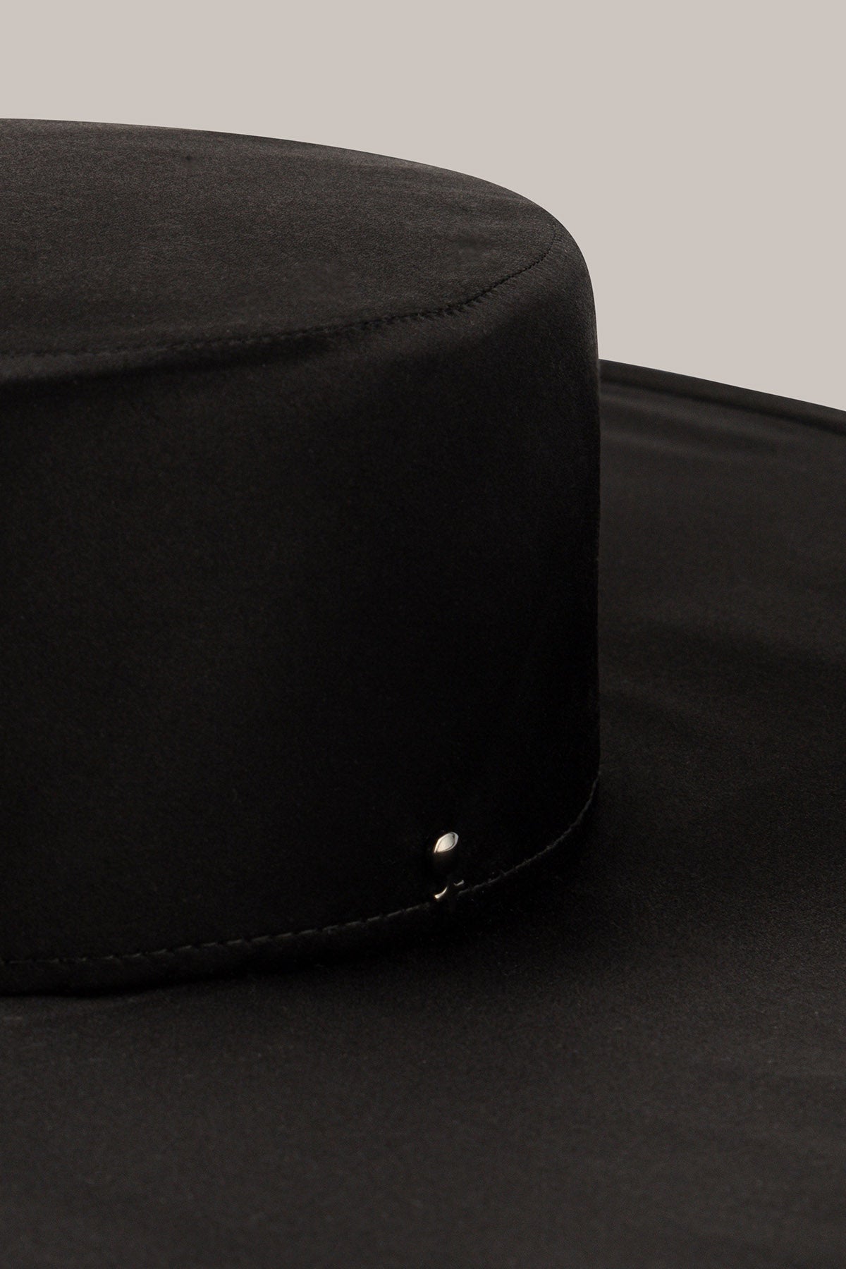 Her Black Satin Wide-Brim Hat