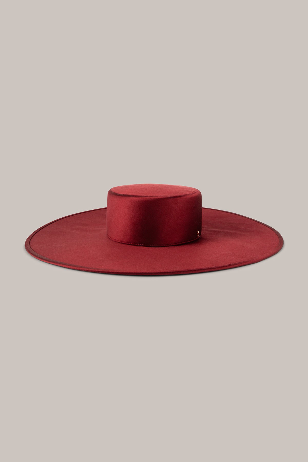 Her Burgundy Satin Wide-Brim Hat