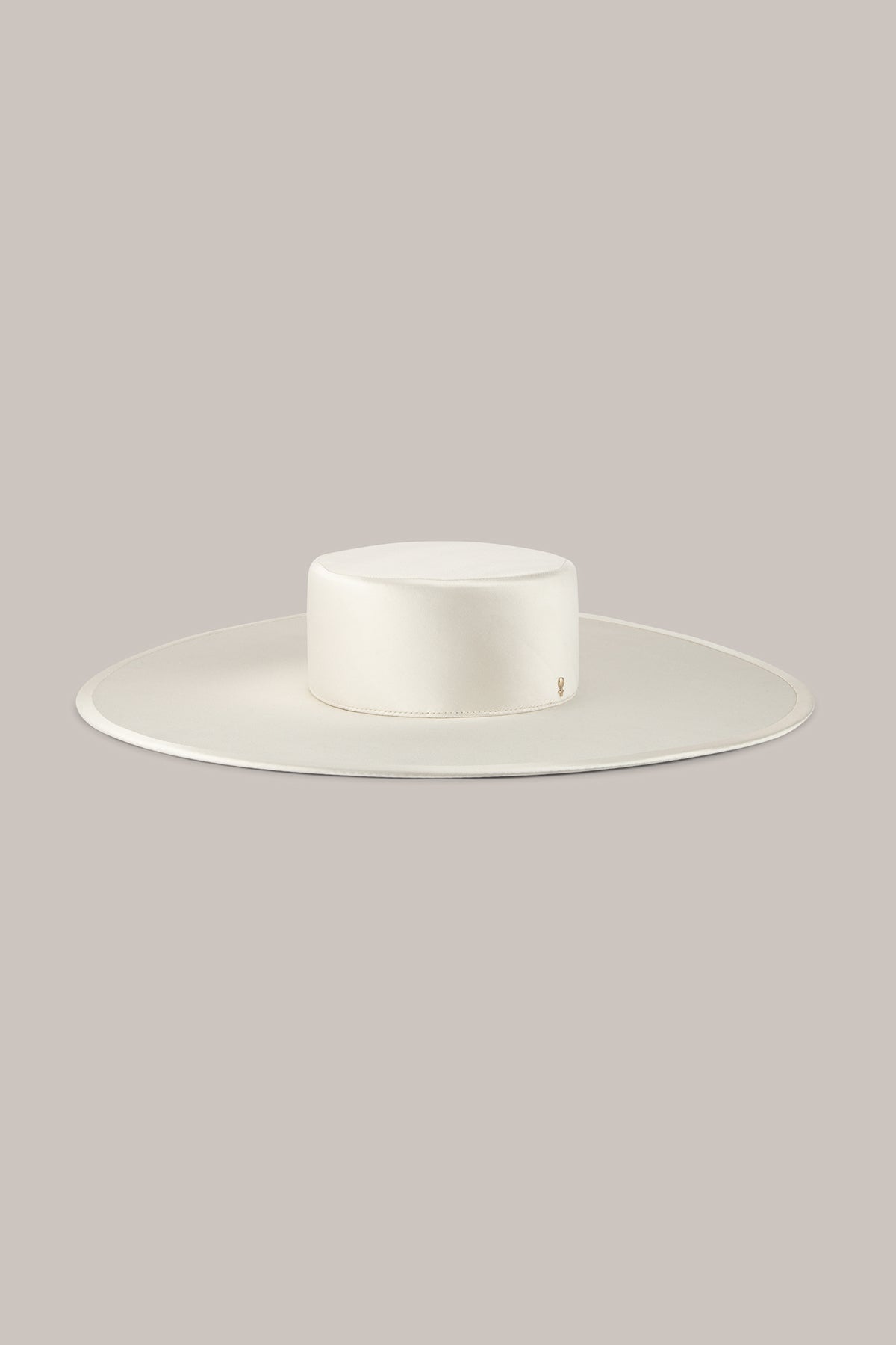 Her White Satin Wide-Brim Hat