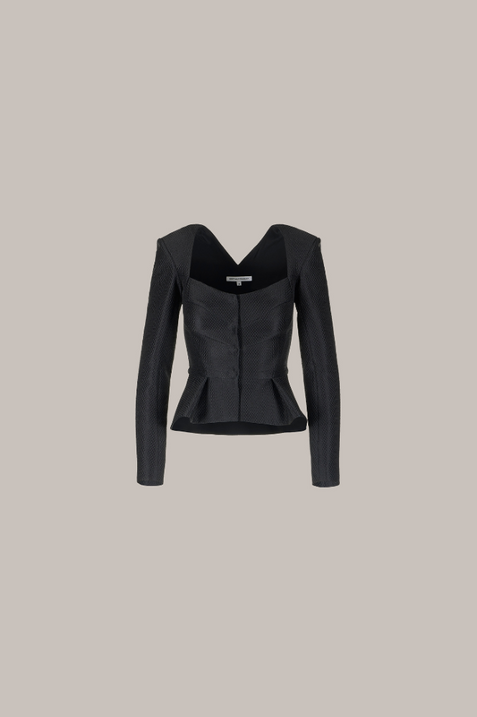 Her Jacquard Jacket With The Black Peplum